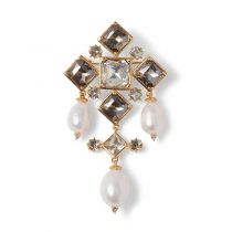 Βασιλική καρφίτσα Τυδώρ με κρεμαστά μαργαριτάρια και κρύσταλλα Swarovski®, 80056447