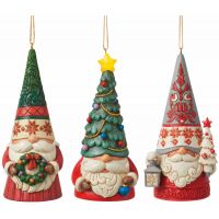 Jim Shore: "Christmas Gnome Tree Pendants", set of 3