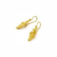 Oak Leaf Earrings I, Gold-plated 24K