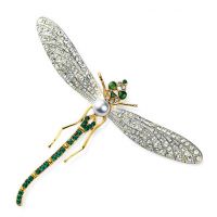 Χρυσή Καρφίτσα 22Κ Dragonfly (Λιβελούλα) με κρύσταλλα Swarovski®, 80003142